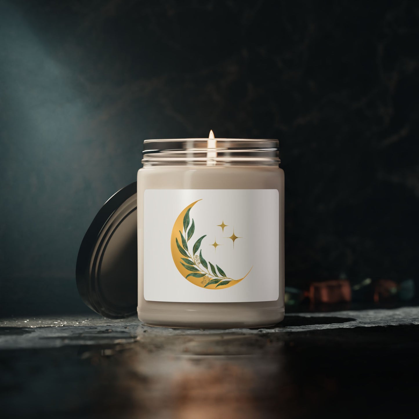 Spiritual Floral Moon Custom Design Scented Soy Candle, 9oz-Free USA Shipping